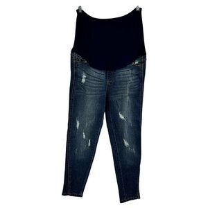 Liz Lange Medium‎ Wash Distressed Maternity Skinny Jeans Size 10